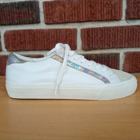 NWT Madewell Sidewalk Low-Top Suede Toe Sneakers in Irridescent Leather - Picture 6 of 15